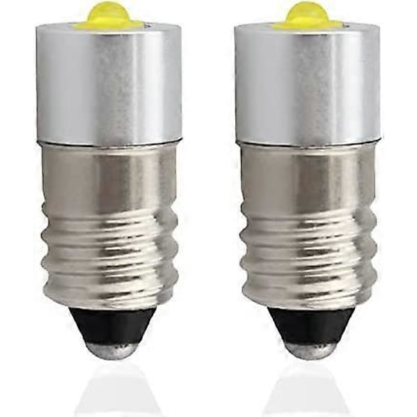 E10 Udskiftnings LED lommelygte med høj effekt 6-24V, 3W 200lm, 2 stk. (E10 Varm Hvid)