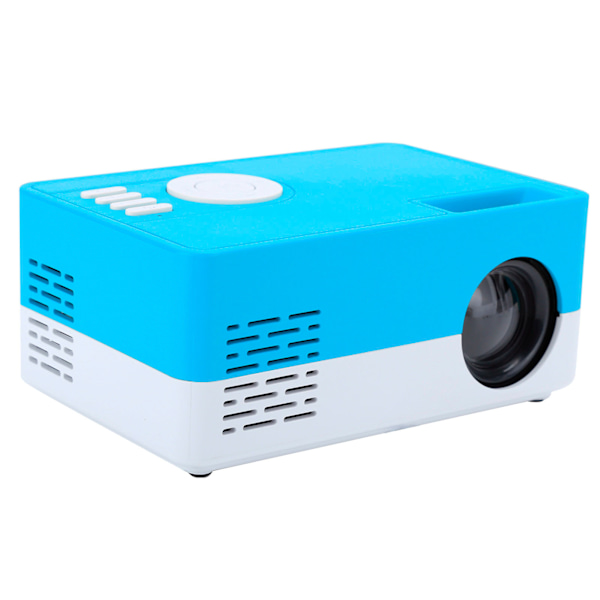 Mini bærbar projektor LED hjemmekino videomediespiller projektor med stativ 100‑240V hvit blå AU-plugg