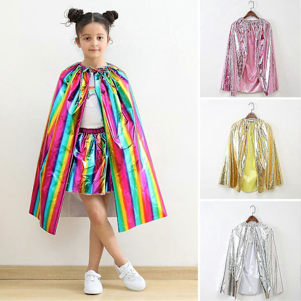 Sinknap Regnbue Børnekappe Skil Dig Ud Til Halloweenfester Med Denne DIY Kostume Cosplay Kappe Halloween Forsyning Zekai Golden