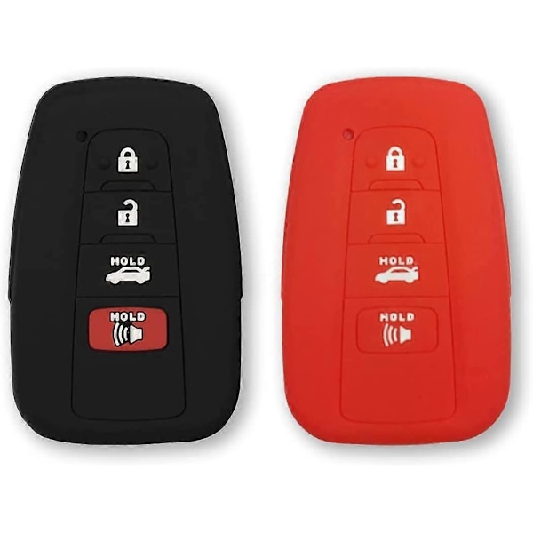 Silikon Nøkkelbrikke Deksel for Toyota Camry RAV4 Highlander Avalon C-HR Prius Corolla GT86 Smart Nøkkel | Biltilbehør | Nøkkelbeskyttelsesetui 2 stk (Svart