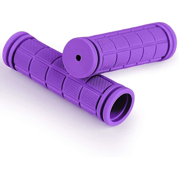 Non-slip Soft Rubber Ergonomic Bicycle Handlebar Grips - 1 Pair (Violet)