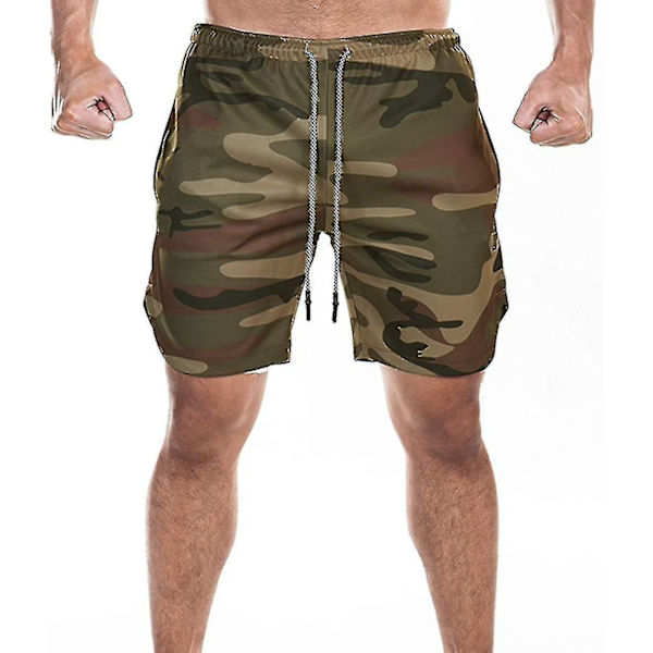 Kamuflasje 3XL Herre 2-i-1 Hurtigtørkende Lett Løpe Sports Shorts