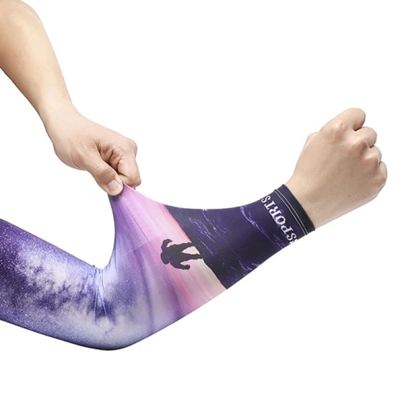 Sommer kjølende armermer, hode, ansikt og hals skjerf sett A2 par starry sky