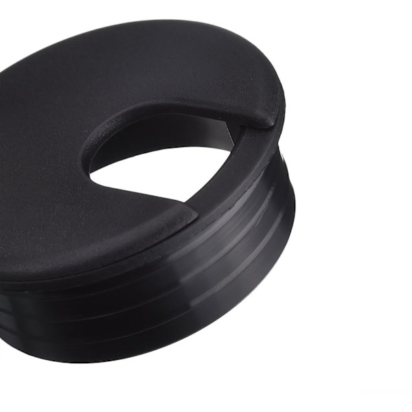 6-delt sett med 45 mm svarte skrivebordshylser i plast for ledningshåndtering