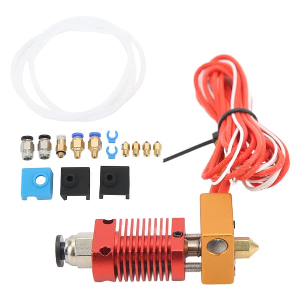 Monterat Hotend-kit för Ender 3 med pneumatiska kopplingar, termistor, värmeelement, MK8-munstycke