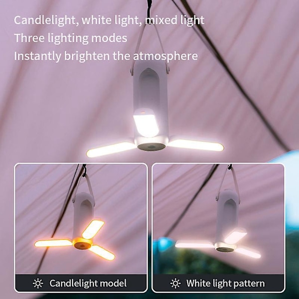 Foldbar Genopladelig LED Camping Lygte Sæt til Udendørs Rejser