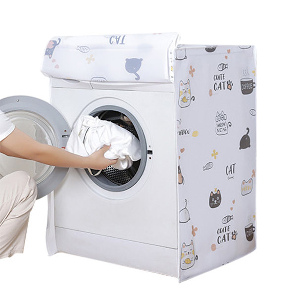Støvdeksel Tegneserie Mønster Vanntett UV-motstand Anti-skitt Tykk Deksel for 10 kg Vaskemaskin Katt Clamshell Type 55 X 75 X 100