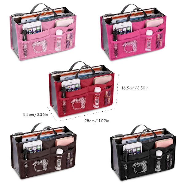 Kvinder Multifunktion Makeup Håndtaske Forskellige Lommer Store Kosmetiske Håndtaske Organizer til Rejser Pink