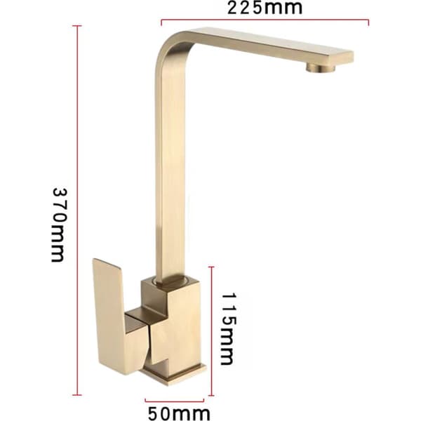 Kuuma- ja kylmäkeittiöhana 60 cm vesiletkulla, 4-tie liitäntä, kulta