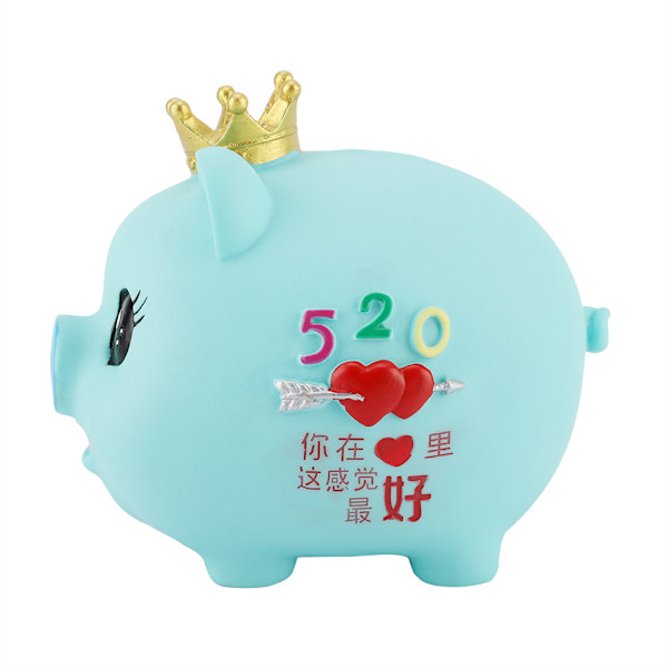 1st Mjuk tecknad Piggy Pengar Sparlåda Myntsparbank Barnpresent (Blå)