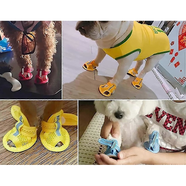 Små Hund Sommar Mesh Sandaler Valp Katt Andningsbara Tasskydd Hundskor -CHSZ STORLEK 1 Blå
