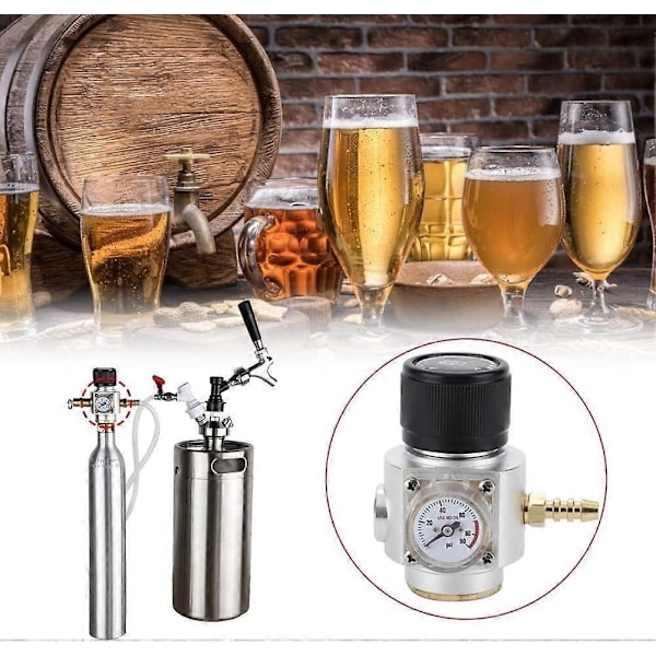 CO2 0-90 PSI Hjemmebryg Mini Gas Regulator Kit T21 * 4 Sodavands Trykmåler Ledninger Aluminium Oplader Kit