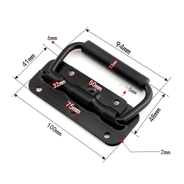 Svart sammenleggbart etui med 2 håndtak (100 mm)