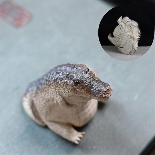Lille alligatorstatue, gårdspladsornament, dyr, alligatorstatue