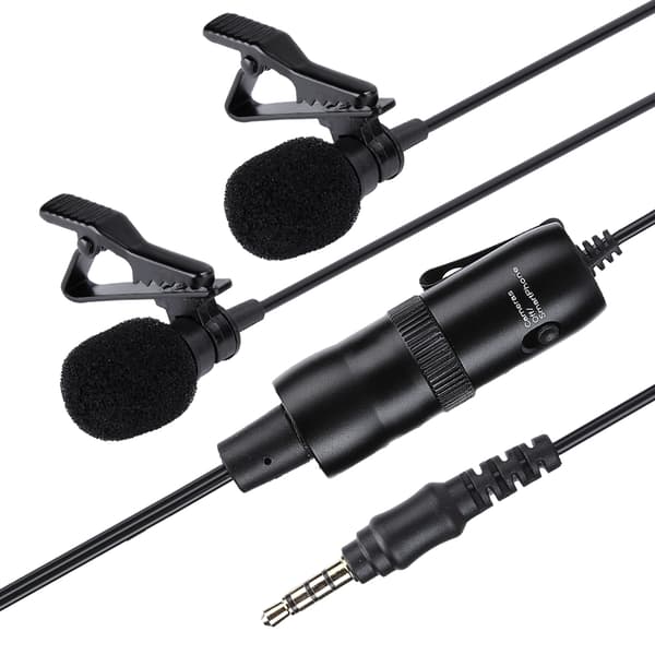 SL2 Lavalier Dobbel Mikrofon Bærbar Slips Klips Mini Lydmikrofon 3,5 mm Kobling for PC