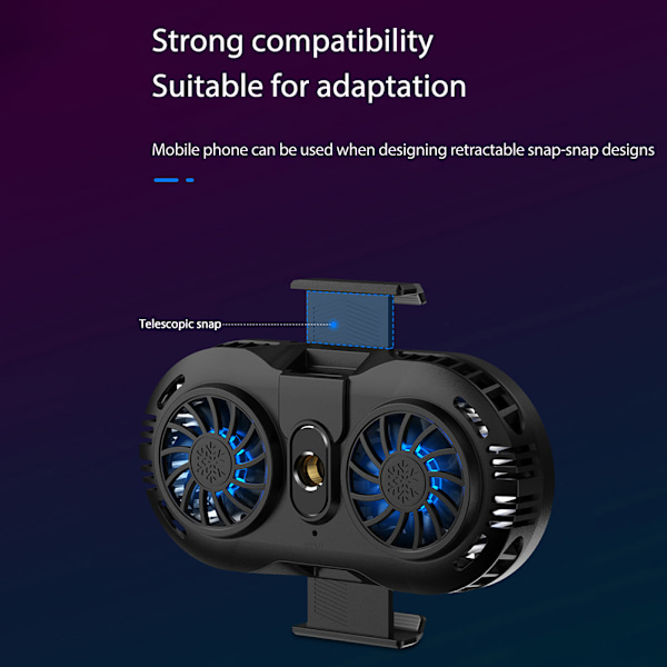 Mobiltelefon Radiator Dubbel Fläkt Snabbkylning Telefon Radiator Mobil Strömfäste Kylfläns för Mobilspel Live