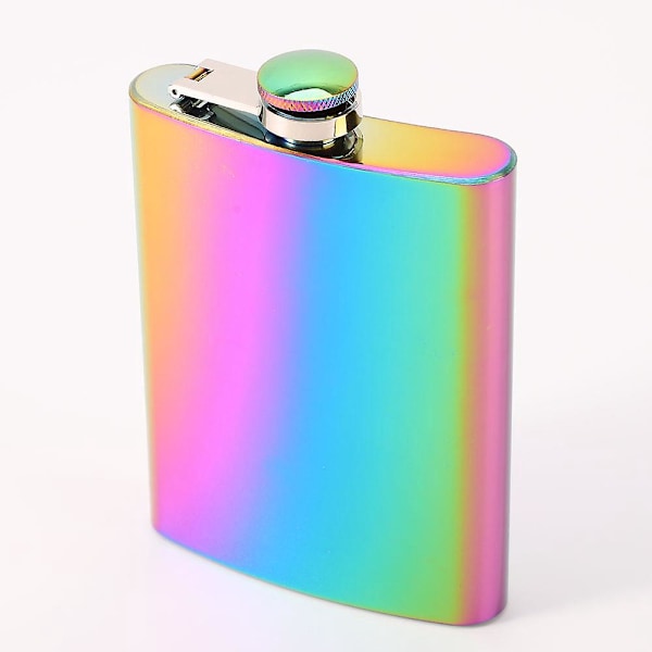 8 Oz Regnbue Elektroplettet Rustfrit Stål Hip Flask - Bryllup Fest - Forlover - Brudepige Sæt af 2