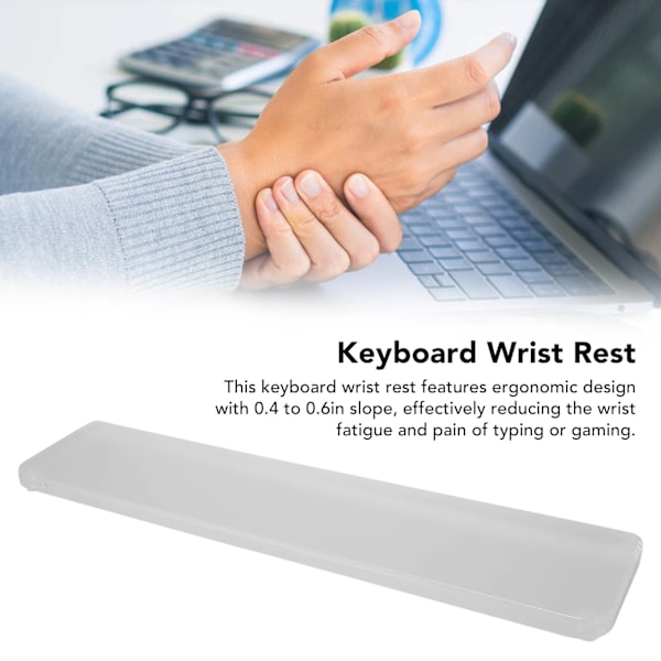 Tastatur håndledsstøtte 0,4 til 0,6 tommer hældning Ergonomisk klar akryl anti-slip tastatur håndledsstøtte til bærbar computer med 87 nøgler