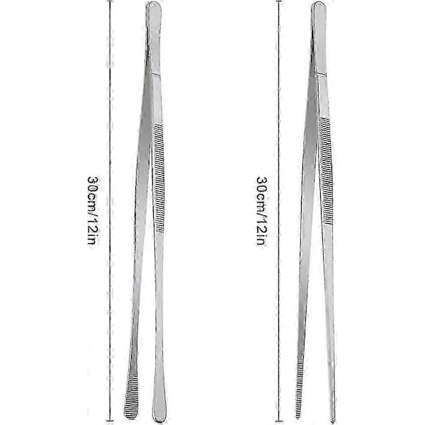Matlagingspinsett rustfritt stål lang, 2 stk matlagingspinsett rustfritt stål, grillpinsett (30cm)