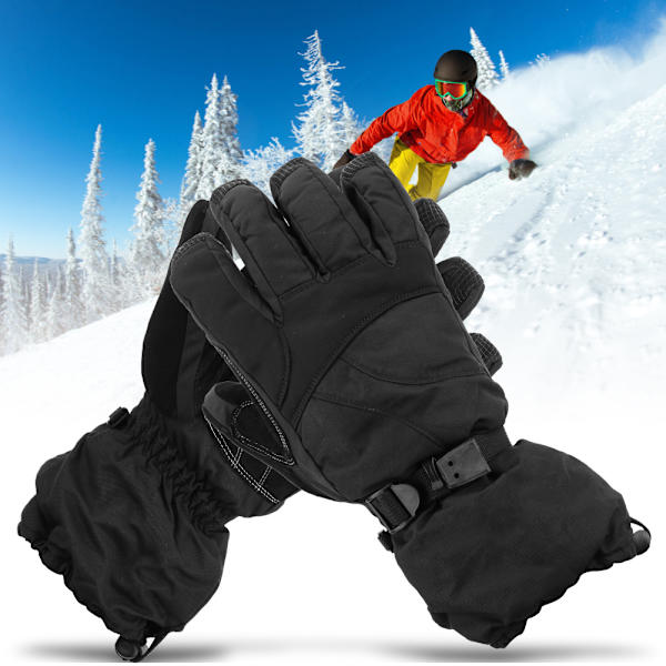 Udendørs Vintersports Unisex Sorte Ski Vandtætte Vindtætte Fortykke Varme Handsker