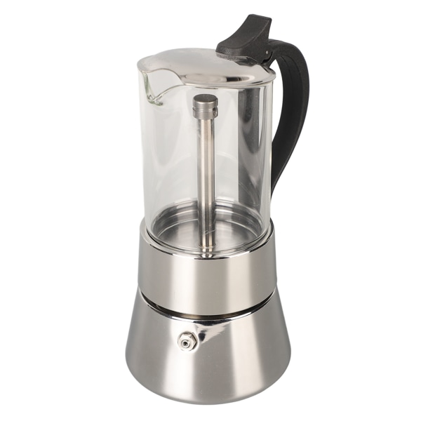 Moka Pot Krystal Glas Top Rustfrit Stål Komfur Moka Pot Klassisk Italiensk Kaffemaskine til 4 Kopper