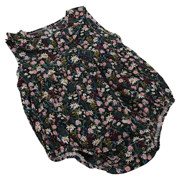 Nyfödd baby blommig jumpsuit sommar ärmlös kavajslips body för spädbarn babykläder svart 100cm