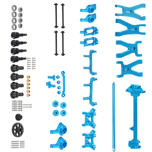 Uppgradering reservdelar kit central drivaxel styrning länk svängarm passar för WLtoys A959 A969 A979 K929 1/18 RC bil Blå