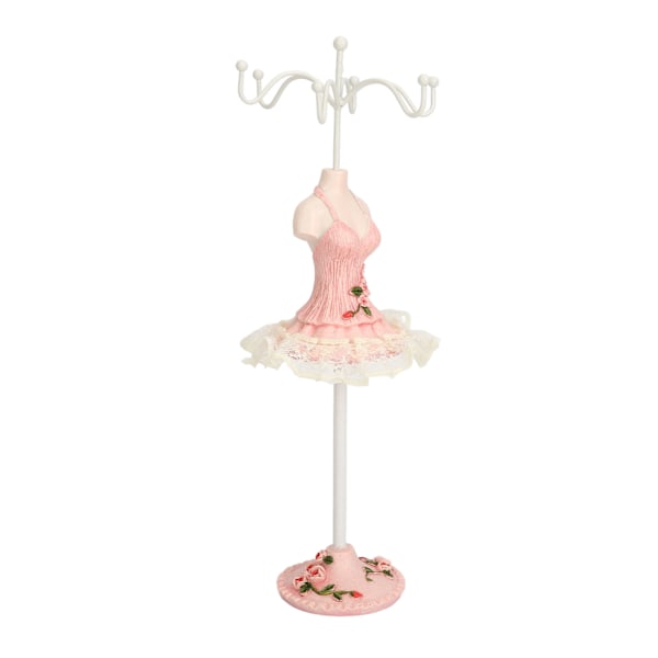 Örhängen Halsband Prinsessklänning Stativ Display Resin Mänsklig Modell Smyckesorganisatör Rosa