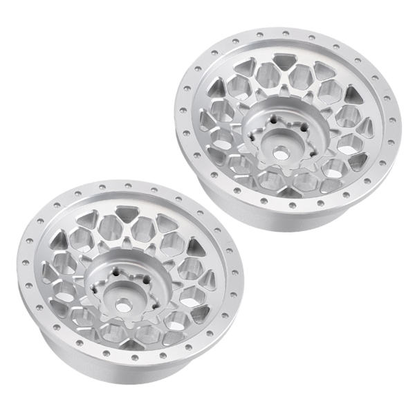 2 kpl RC-pyörän napavanne, ammattimainen alumiiniseospyörän napasetti Axial SCX6 1/6 RC-autolle, hopea