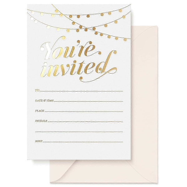 25 Kultafolioitu kutsukorttia - 4x6 tuuman häät, babyshower ja syntymäpäivä paperitarvikkeet_SZXM