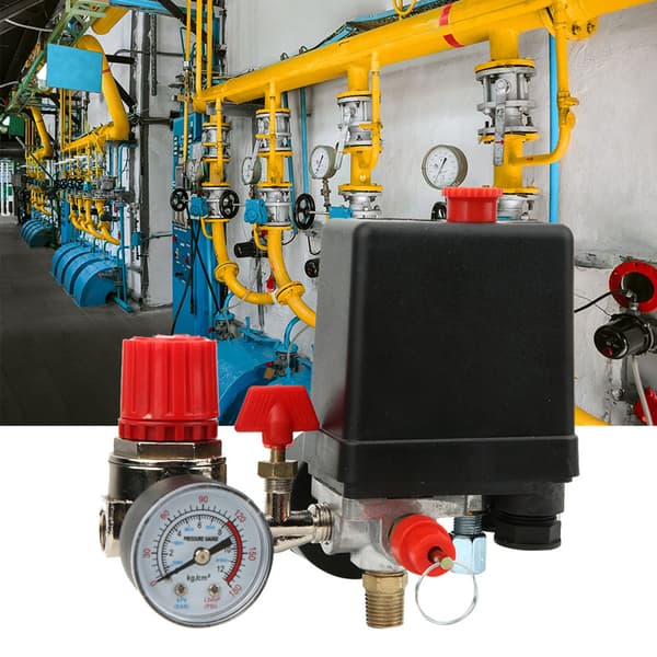 Trykkventilbryter 4-Hulls Manifold Avlastningsregulator Målere Luftkompressortilbehør