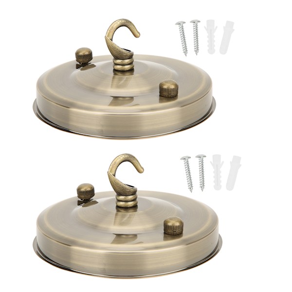 2 stk. Jern Lysekrone Ophængsplade Krog Loftlampe Baldakin Dekoration DIY Montering Tilbehør Bronze