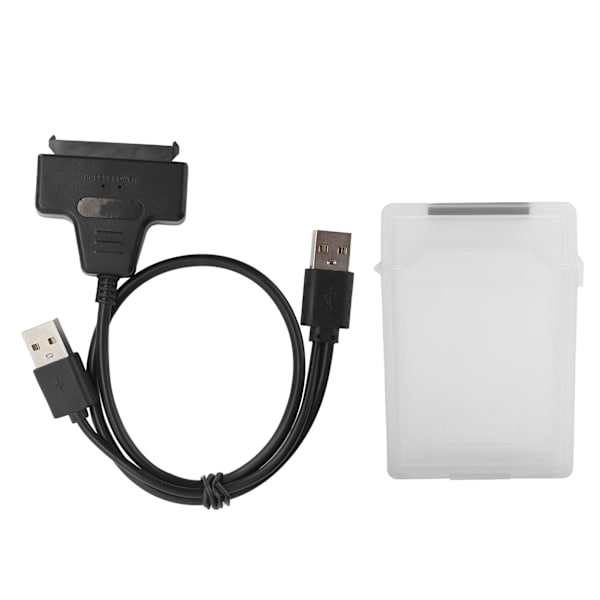 Harddiskadapterkabel SATA HDD/SSD Dual Interface Konverterkabel med 2,5in Beskyttelsesboks Hvit