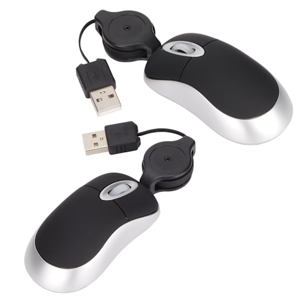 Mini Mus - Stilig, blank overflate, 68 cm innfellbar kabel, Plug and Play, bærbar, bred kompatibilitet