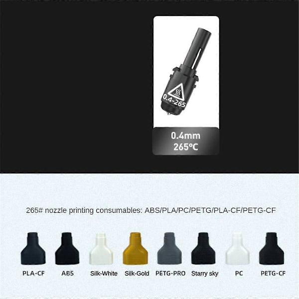 0,4 mm 265℃ Munstycke Högtemp 3D-skrivarmunstycke Reservdel