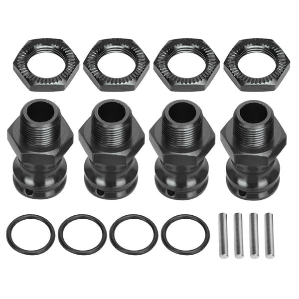 4 stk. aluminiumslegering 17 mm sekskant 23 mm hjulforlængeradapter til 1/8 RC bilmodel sort