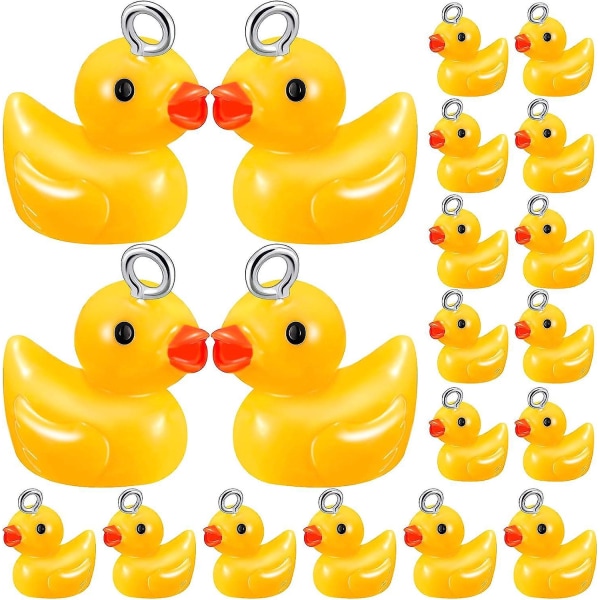 20 stk Resin Little Yellow Duck Charms vedhæng til DIY smykker