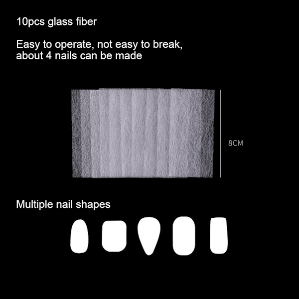 10 stk. Negleforlængelse Fiberglas Negle Hurtig Forlængelse Formning Glasfiber Manicure Værktøj
