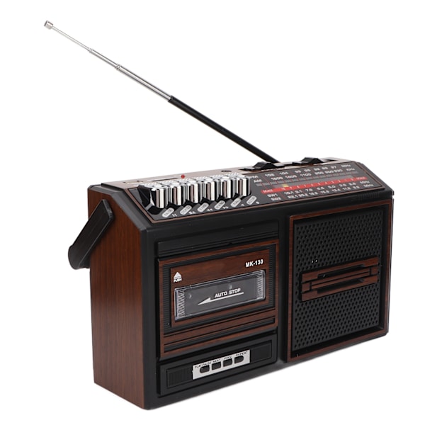 Kassettspiller Opptaker Full Band Støyfri Plug in Card AM FM Bærbar Radio for Eldre Barn Brun EU Plugg 220V