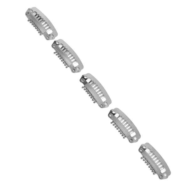 50 st Hårförlängningsklämmor Set Rostfritt Stål DIY 8 Tänder Snäppkam Perukklämmor Tillbehör 2,8 cm Silver