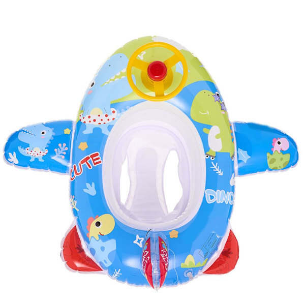 Baby Pool Float med sikkerhedssæde Rat Cartoon Flyvemaskine Formet oppustelig svømmering til børn Pool Svømning Træningshjælpemiddel Lille Dinosaur