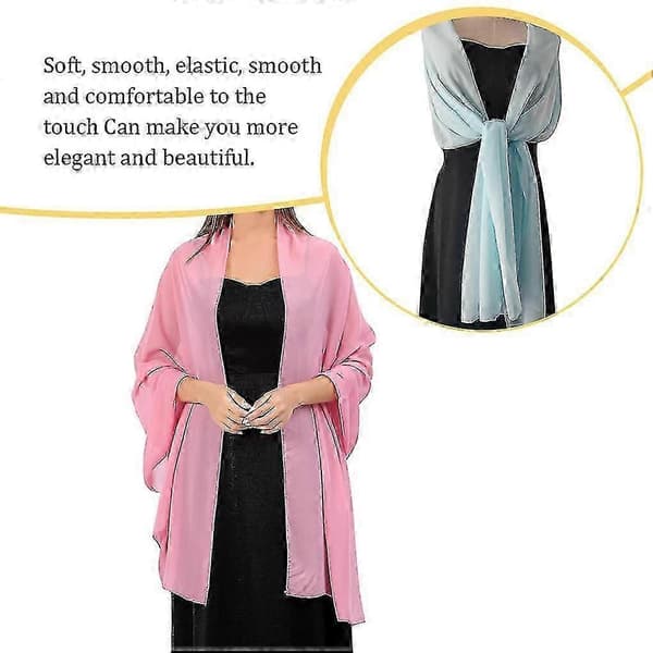 Chiffon Shawl Wrap for Wedding & Party Bridal Accessories Lightweight Decorative Scarf Cape Light Blue