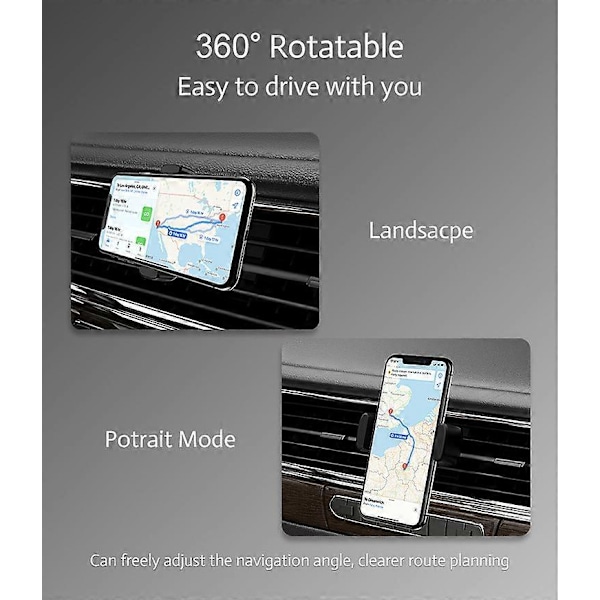 2 kpl Ilmastointiaukkoon asennettava autoteline puhelimelle, puhelinteline autoon, ilmastointiaukon kiinnike autoon, pidennettävä ote & 360 asteen kääntö, sopii 3.5