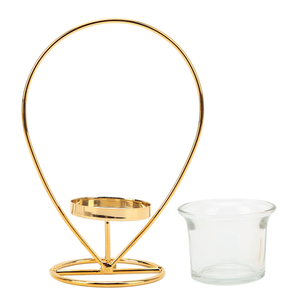 Candle Stand Geometric Arc Shape Removable Glass Cup Gold Coating Waterproof Decorative Candlestick Stand for Wedding