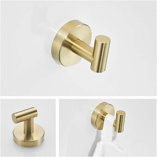 3 Dele Badeværelses Håndklædeholder/Toiletpapirholder/Krog, Børstet Guld, Badeværelsestilbehør i Rustfrit Stål