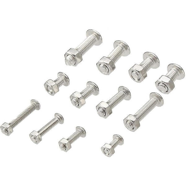 Sæt 440PCS M3 M4 M5 Rustfrit Stål Sekskantet Knap Hoved Socket Hoved Kabel Bolte Skruer Låsemøtrik Sortimentssæt med Opbevaringsboks