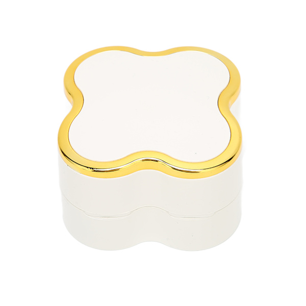 Lighted Rings Box Soft Flocking Luminous Four Leaf Clover Design Jewelry Display Gift Box for Weddings AnniversariesWhite