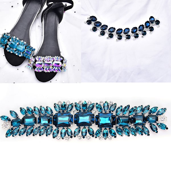 Kristall Rhinestones Blomma DIY Sy Kläder Skor Dekoration Tillbehör Royal Blue