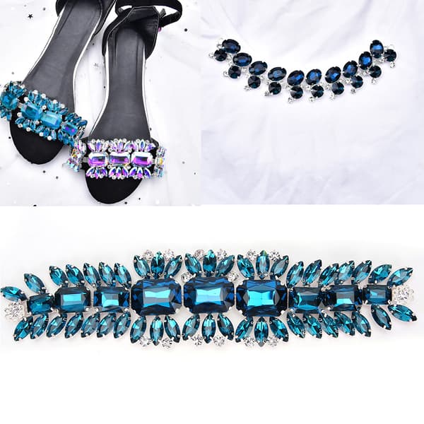 Krystall Rhinestones Blomst DIY Sy Klær Sko Dekorasjon Tilbehør Kongeblå