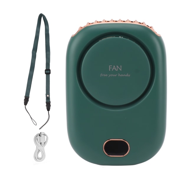 Portable Neck Fan Mini Hanging Neck Fan with Adjustable Lanyard USB Rechargeable Quiet 3 Wind Speed Wearable Personal Fan Green